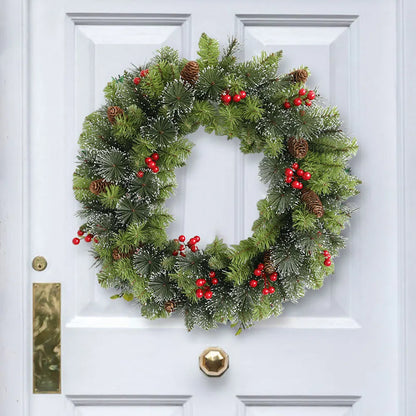 Pre-Lit Red Berry Christmas Wreath for Christmas and Holiday Décor