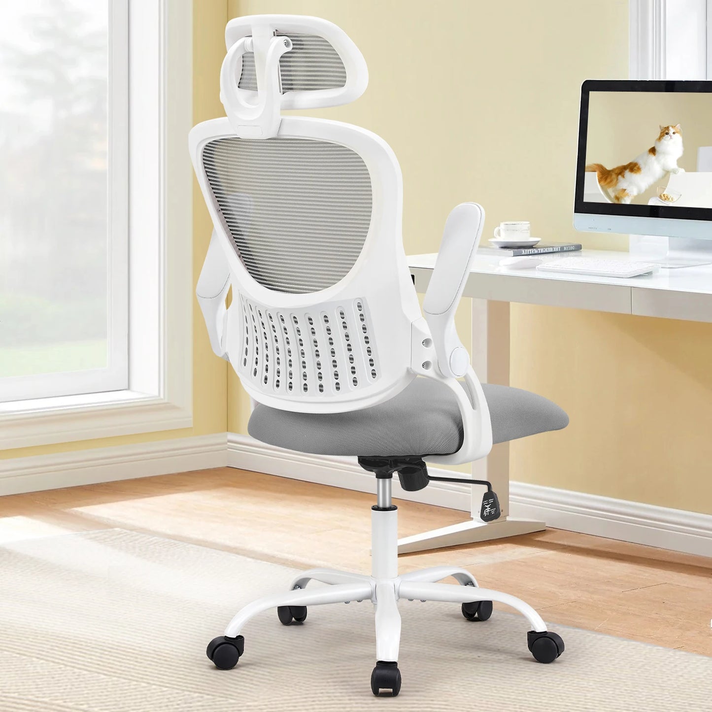 Ergonomic Mesh Office Chair with Adjustable Headrest & Flip-Up Arms