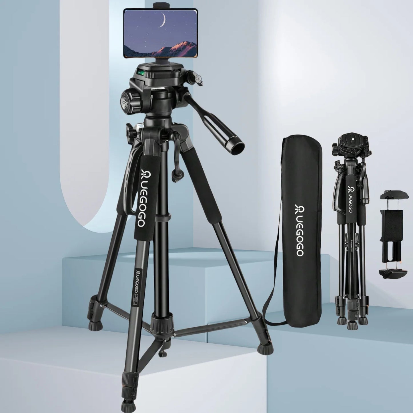 152cm Tripod Stand, 60 Inch Professional Camera Tripod Kit - Sturdy, Portable, With Carry Bag And Phone Holder