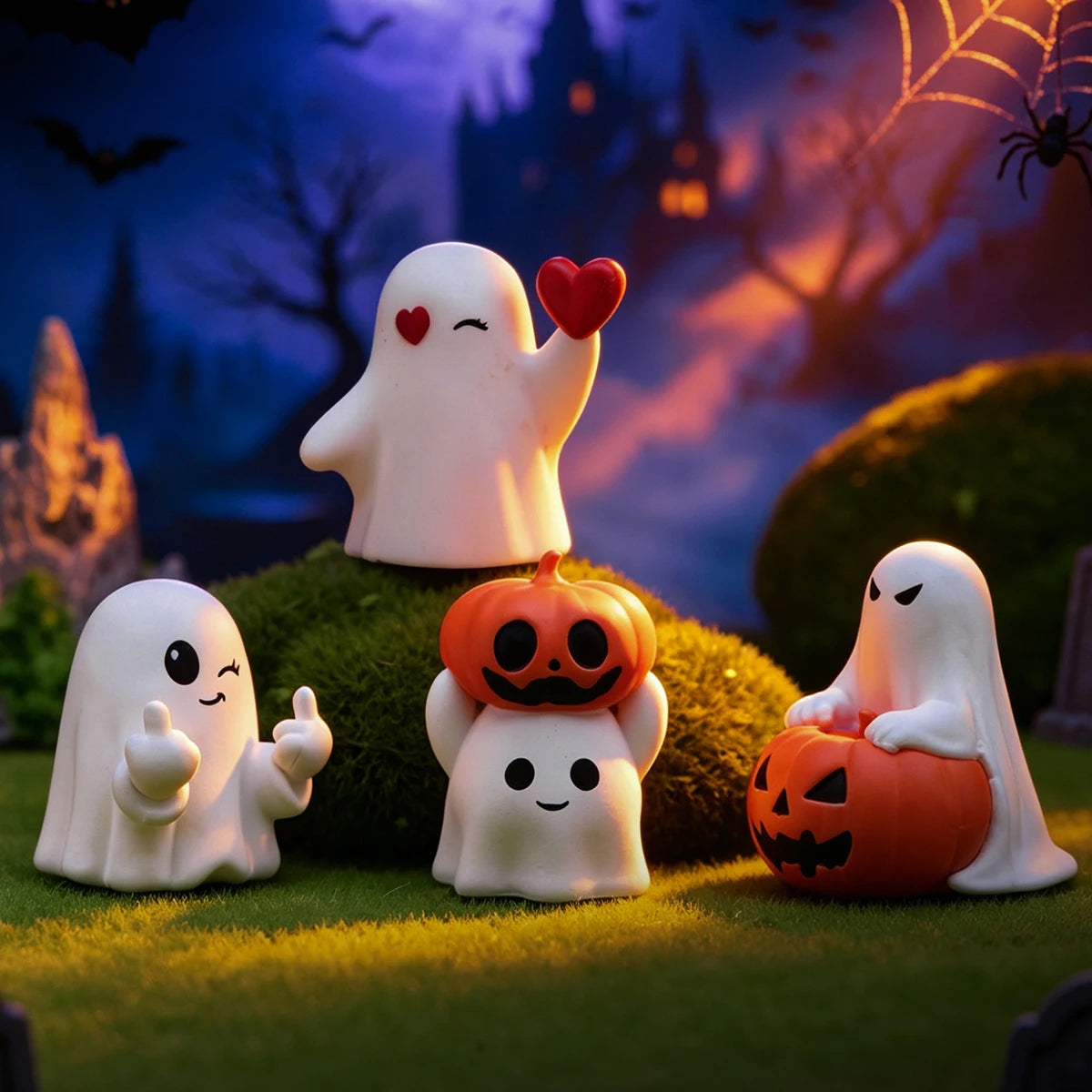 Tiny Boo Crew™ – Mini Ghost & Pumpkin Halloween Figurines