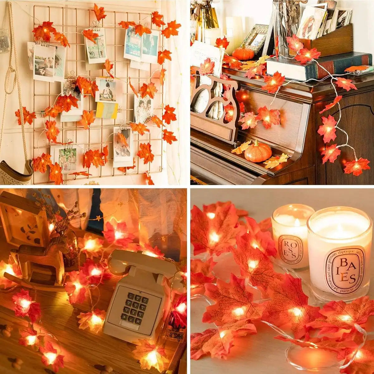 LED Maple Leaf Garland String Lights