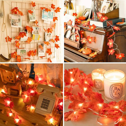 LED Maple Leaf Garland String Lights