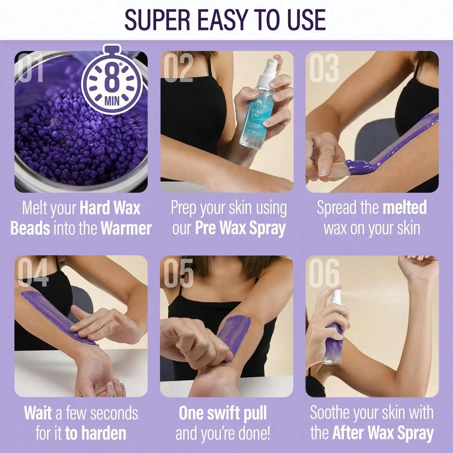 VIILIFE Waxing Kit Women Men Wax Warmer Hair Removal At Home With 6 Bags Beans Body Waxing For Eyebrows Nose Cheeks Arms Bikinis