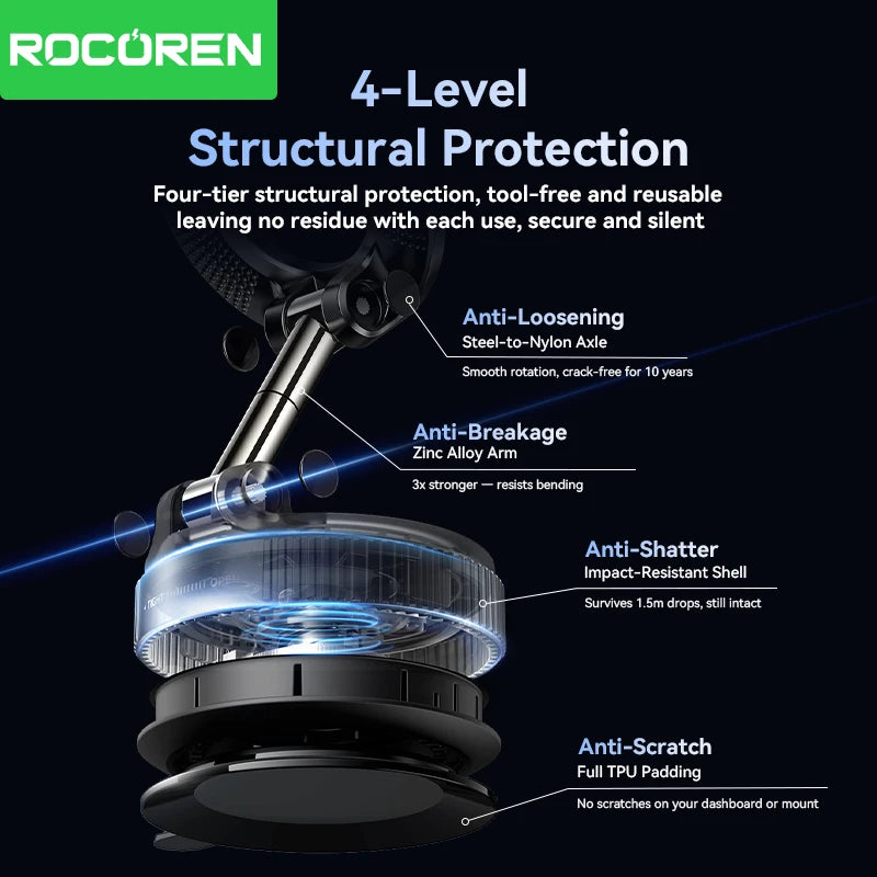Rocoren Magnetic Phone Holder Vacuum Suction Cup Car Phone Holder Stand 360° Rotation Мagnet Holder Car Accessories Support Stan