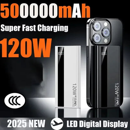 Lenovo 500000mAh 120W Portable Power Bank Large Capacity Super Fast Charge External Battery For Xiaomi Iphone 2026New