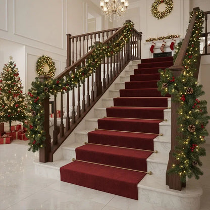 Christmas Garland with Pinecones and Berries - Pre-Lit Avaible - 6 Ft/ 9FT