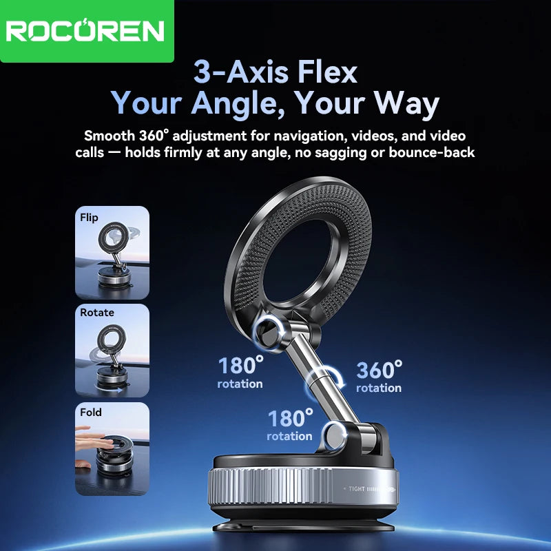 Rocoren Magnetic Phone Holder Vacuum Suction Cup Car Phone Holder Stand 360° Rotation Мagnet Holder Car Accessories Support Stan