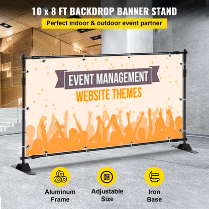 SucceBuy 3x2.4M Backdrop Background Stand Adjustable Telescopic Backdrop Banner Stand for Photocall Video Wedding Event Party