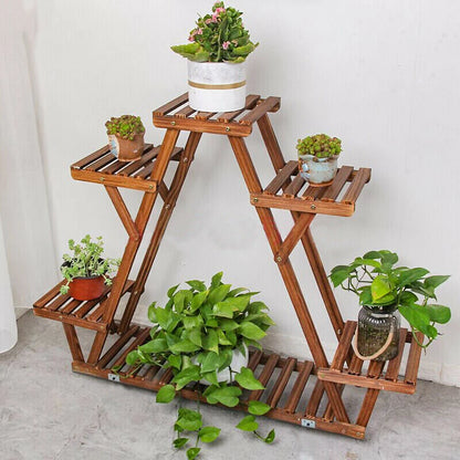 6-Tier Corner Wooden Plant Stand for Indoor & Outdoor Plants