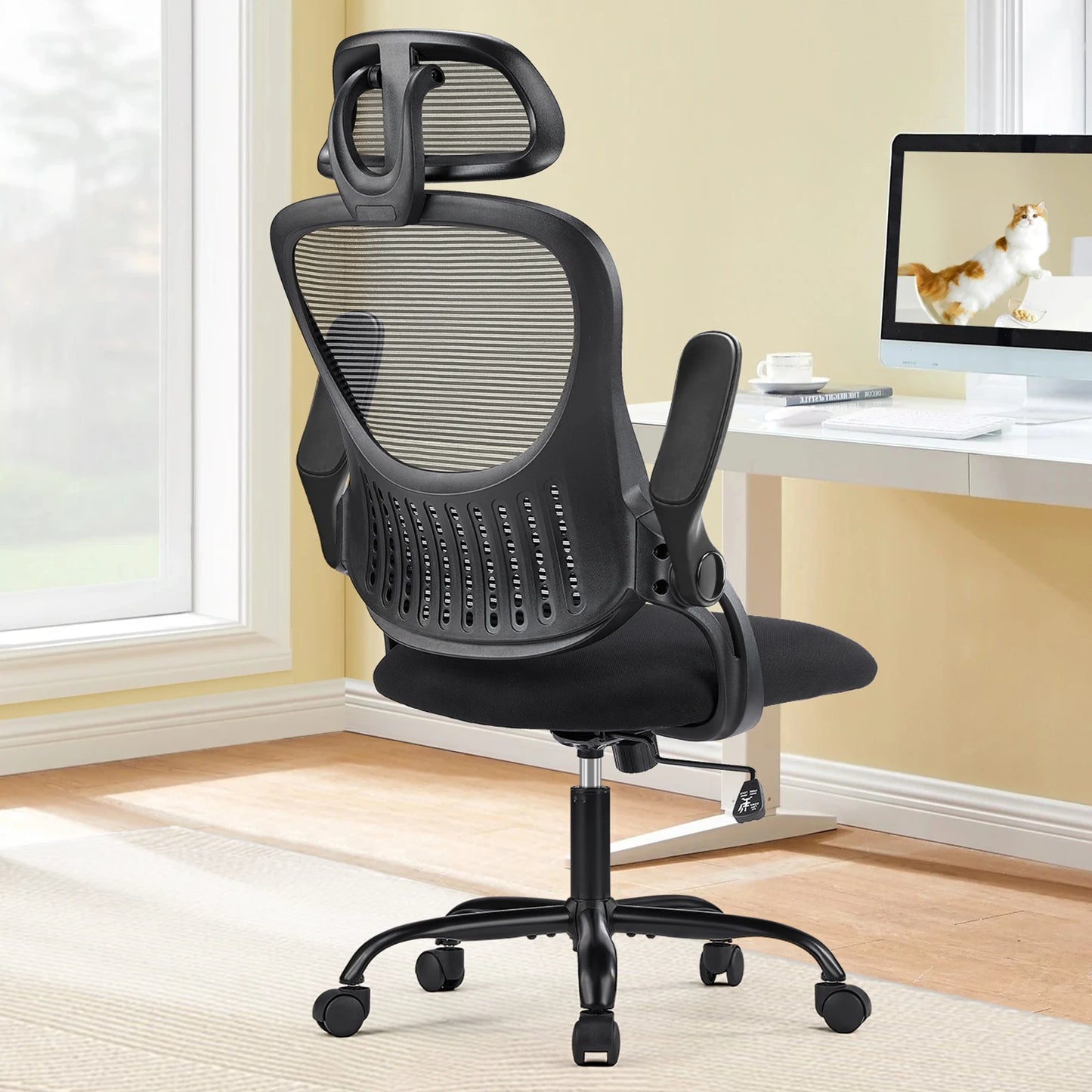 Ergonomic Mesh Office Chair with Adjustable Headrest & Flip-Up Arms
