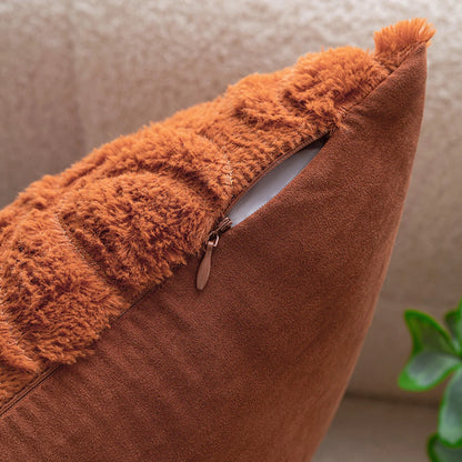 Pumpkin Throw Pillow Cover - Soft Faux Fur Cushion