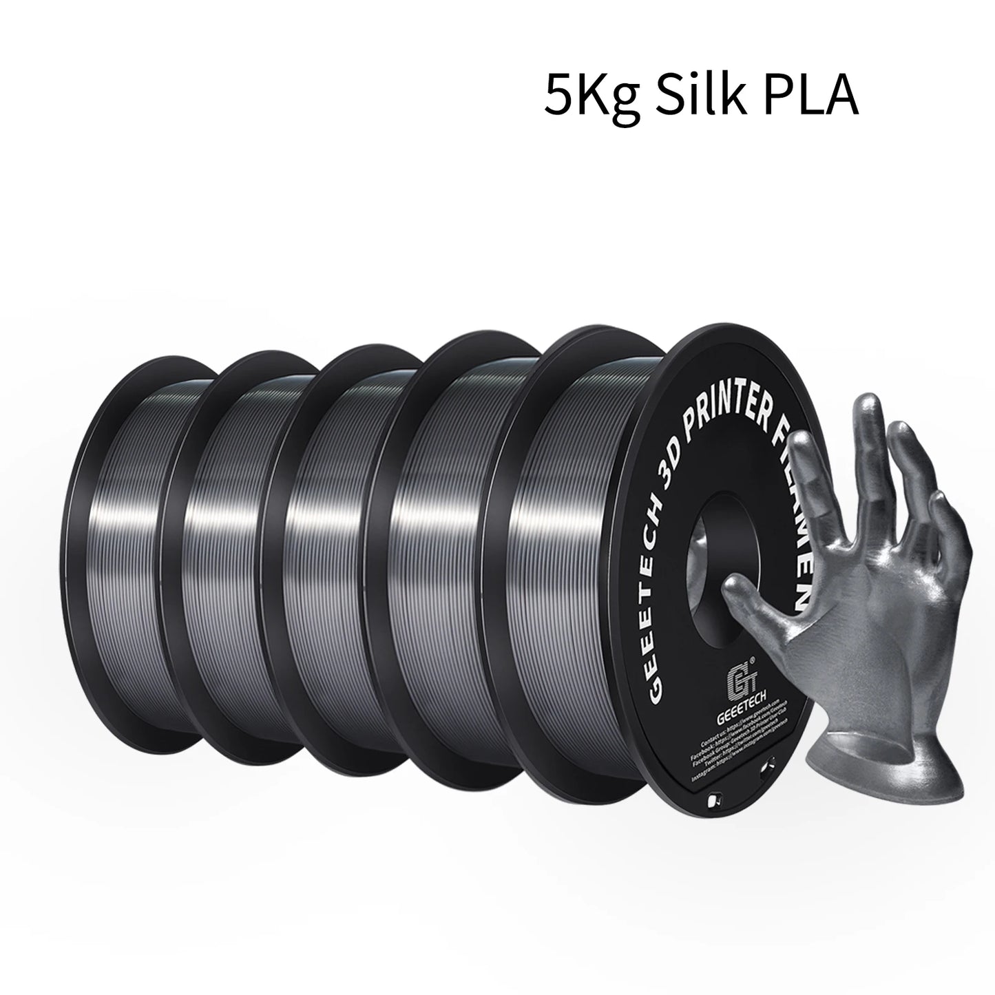 GEEETECH 5Kg 3D SILK PLA Filament 1.75mm SILK PLA Filament Smooth Silky Shiny Surface 3D Filament Fit For FDM Printers