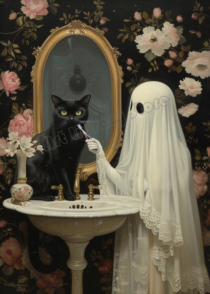 Spooky Nights™ DIY Halloween Diamond Painting Kit – Ghost & Black Cat Collection