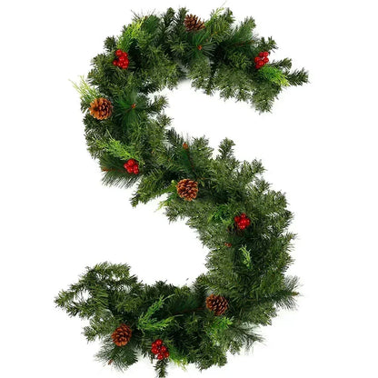 Christmas Garland with Pinecones and Berries - Pre-Lit Avaible - 6 Ft/ 9FT