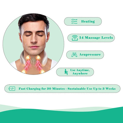 4 Heads Electric Back Massager USB Rechargeable Vibration Massage Tool for Back Waist Muscle Relief Portable Massage Instrument for Home Office Daily Relaxation