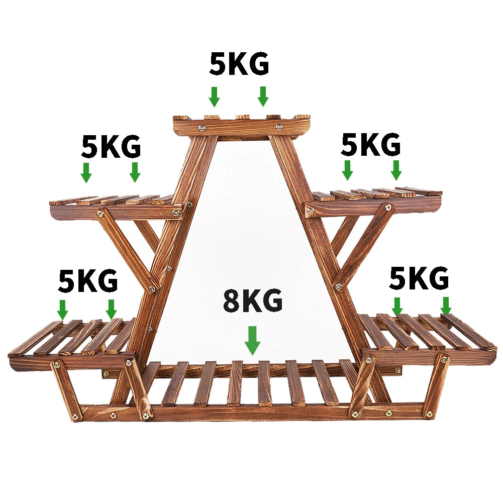 6-Tier Corner Wooden Plant Stand for Indoor & Outdoor Plants