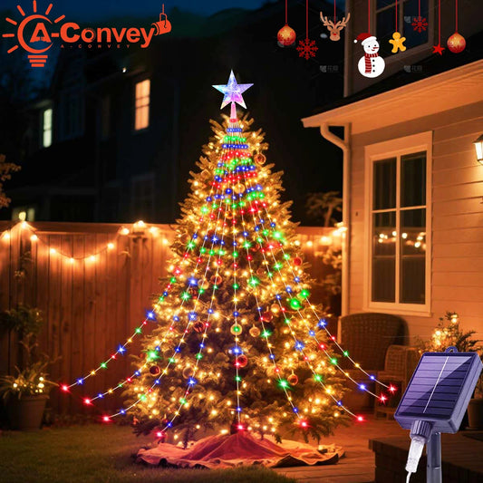 Outdoor Solar Powered Christmas Tree Lights
