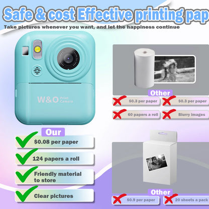 Instant Print Camera Digital Camera With 3 Rolls Print Paper, 1080P HD Ditigal Camera 2.4 Inch Screen, Selfie Video Camera, USB Cable/Color Pen/Bag/ Included, electronics，Small For Boys Girls Teens Students Seniors，Christ