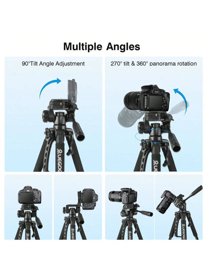 152cm Tripod Stand, 60 Inch Professional Camera Tripod Kit - Sturdy, Portable, With Carry Bag And Phone Holder