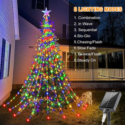 Outdoor Solar Powered Christmas Tree Lights