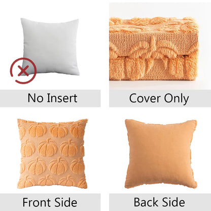 Pumpkin Throw Pillow Cover - Soft Faux Fur Cushion