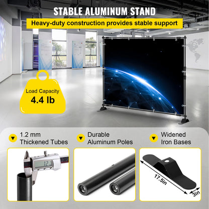 SucceBuy 3x2.4M Backdrop Background Stand Adjustable Telescopic Backdrop Banner Stand for Photocall Video Wedding Event Party