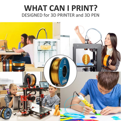 GEEETECH 5Kg 3D SILK PLA Filament 1.75mm SILK PLA Filament Smooth Silky Shiny Surface 3D Filament Fit For FDM Printers