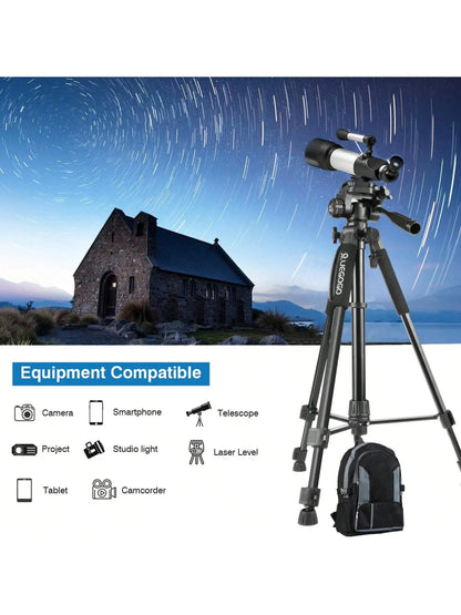 152cm Tripod Stand, 60 Inch Professional Camera Tripod Kit - Sturdy, Portable, With Carry Bag And Phone Holder