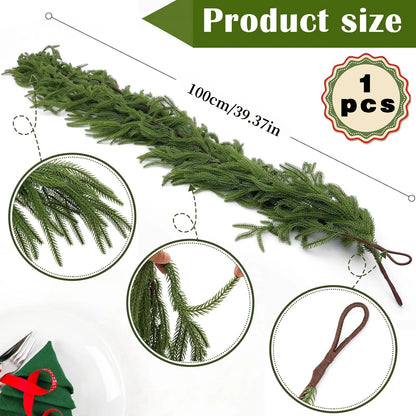 9 FT Norfolk Pine Garland Real Touch Garland for Holiday Mantle Fireplace Table Home Decorations