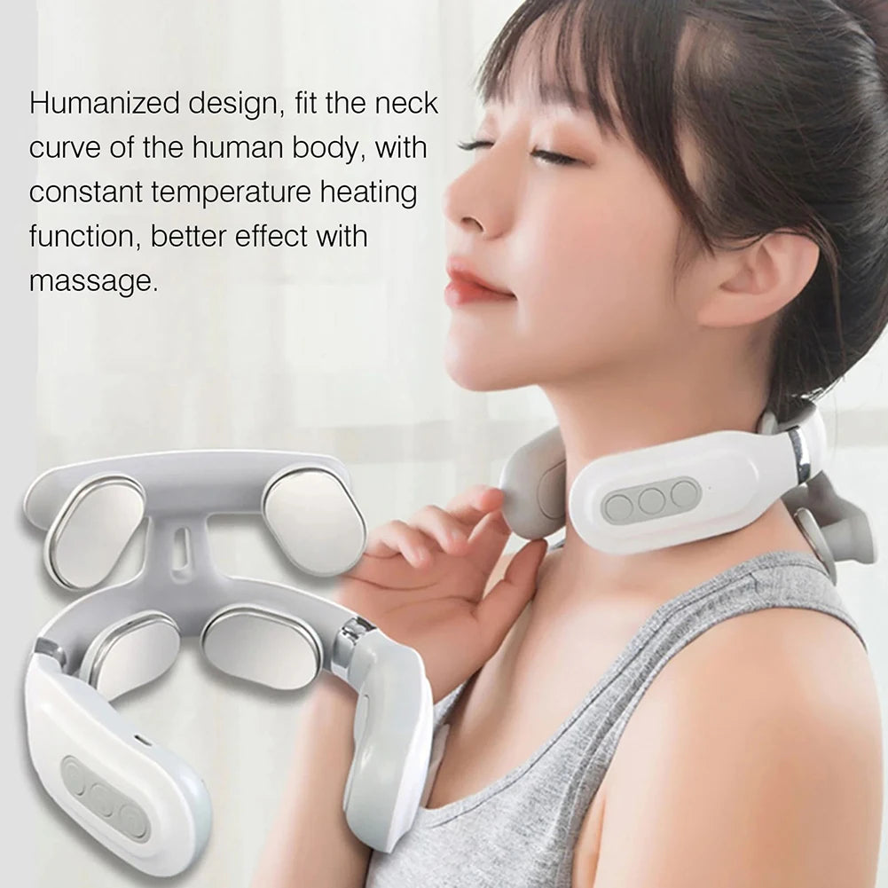 4 Heads Electric Back Massager USB Rechargeable Vibration Massage Tool for Back Waist Muscle Relief Portable Massage Instrument for Home Office Daily Relaxation