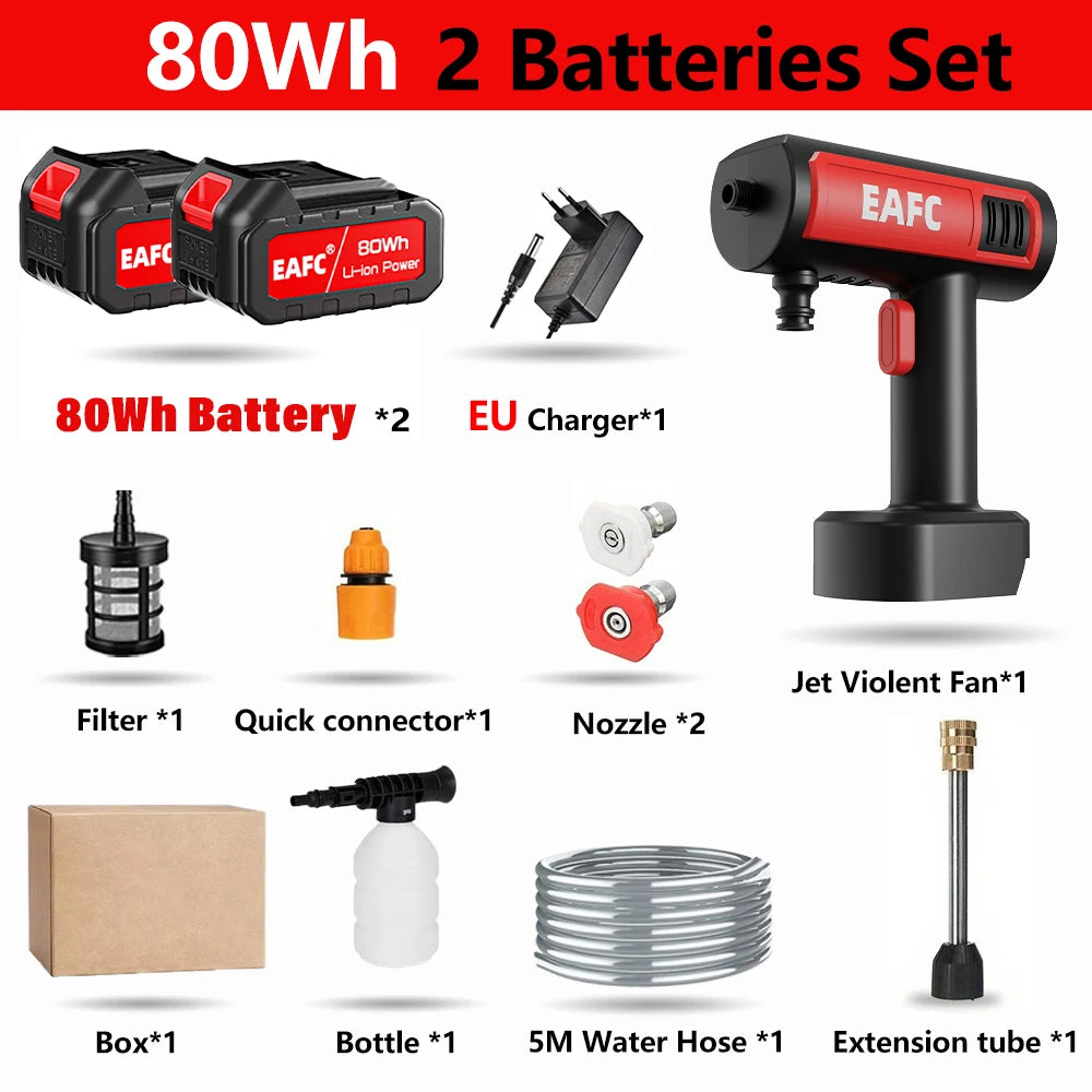 Electric High Pressure Washer 21V 60bar Cordless Portable Car Wash Spray Water Gun Outdoor Cleaner Machine Car Washing Tool