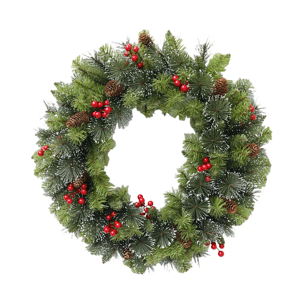 Pre-Lit Red Berry Christmas Wreath for Christmas and Holiday Décor