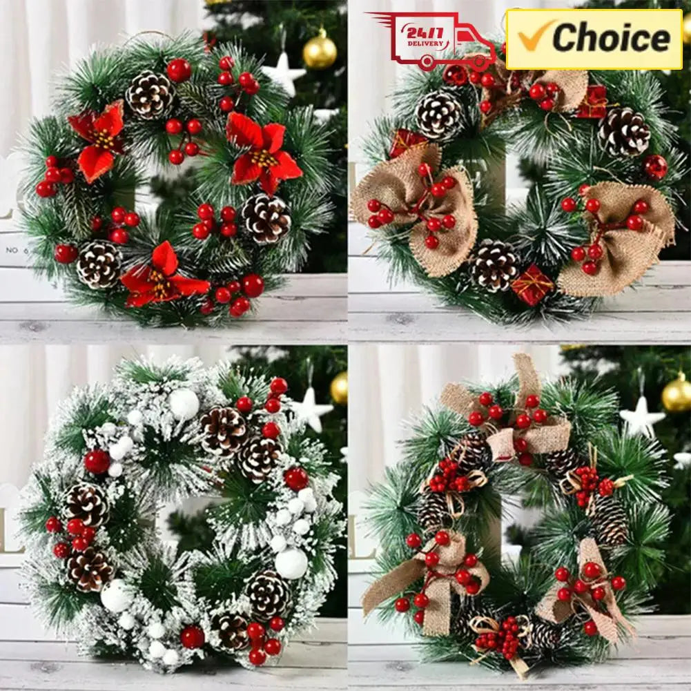 Christmas and Holiday Wreaths - Cedar, Pinecone, Berry, Snowy, Poinsettia