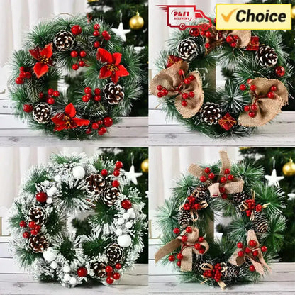 Christmas and Holiday Wreaths - Cedar, Pinecone, Berry, Snowy, Poinsettia