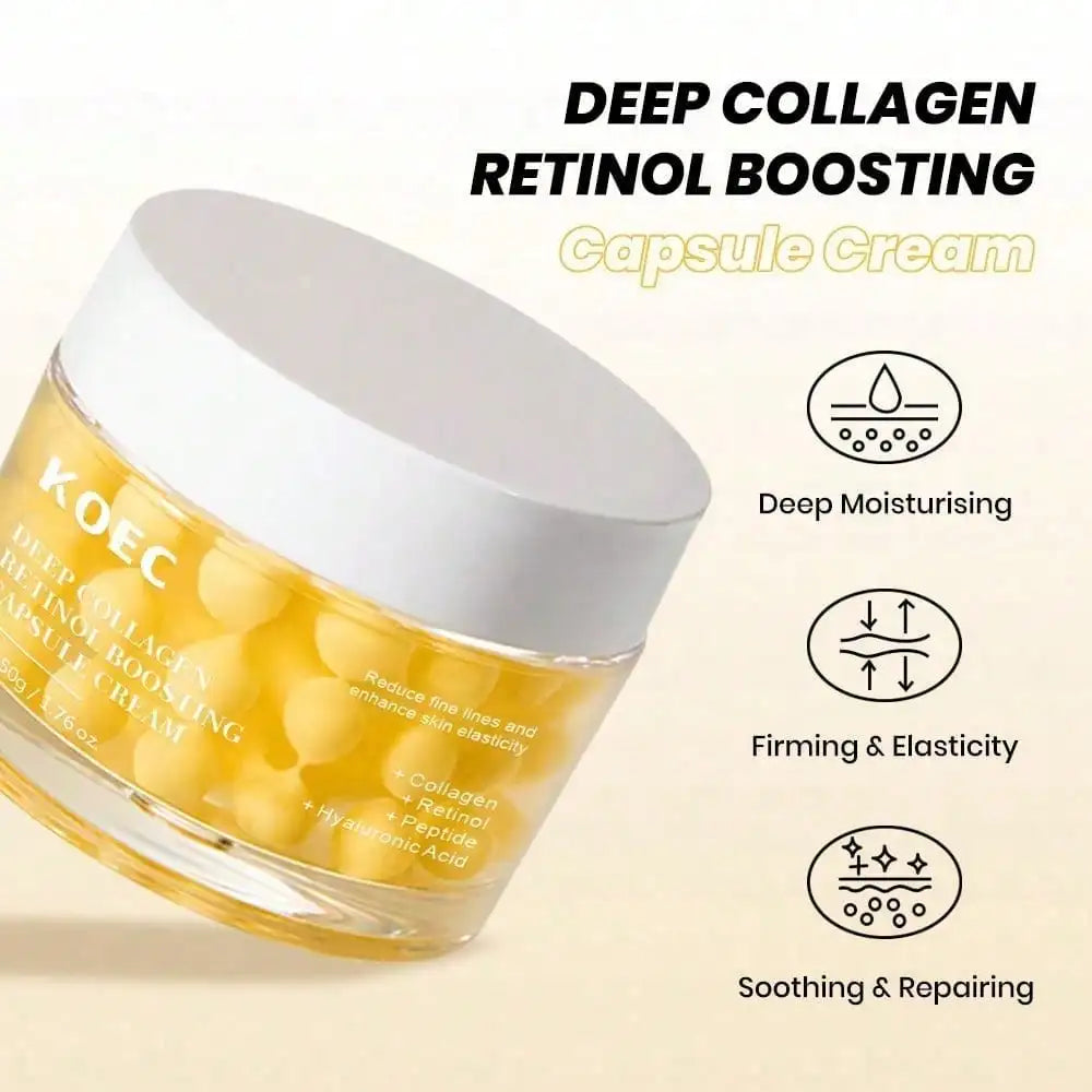 Deep Collagen Retinol Capsule Cream, Fade Dry Lines & Fine Lines, Improve Skin Sagging, Refine Pores & Skin Texture, Boost Skin Elasticity, Enriched With Collagen, Retinol & White Spicules, 1.69 Fl.Oz
