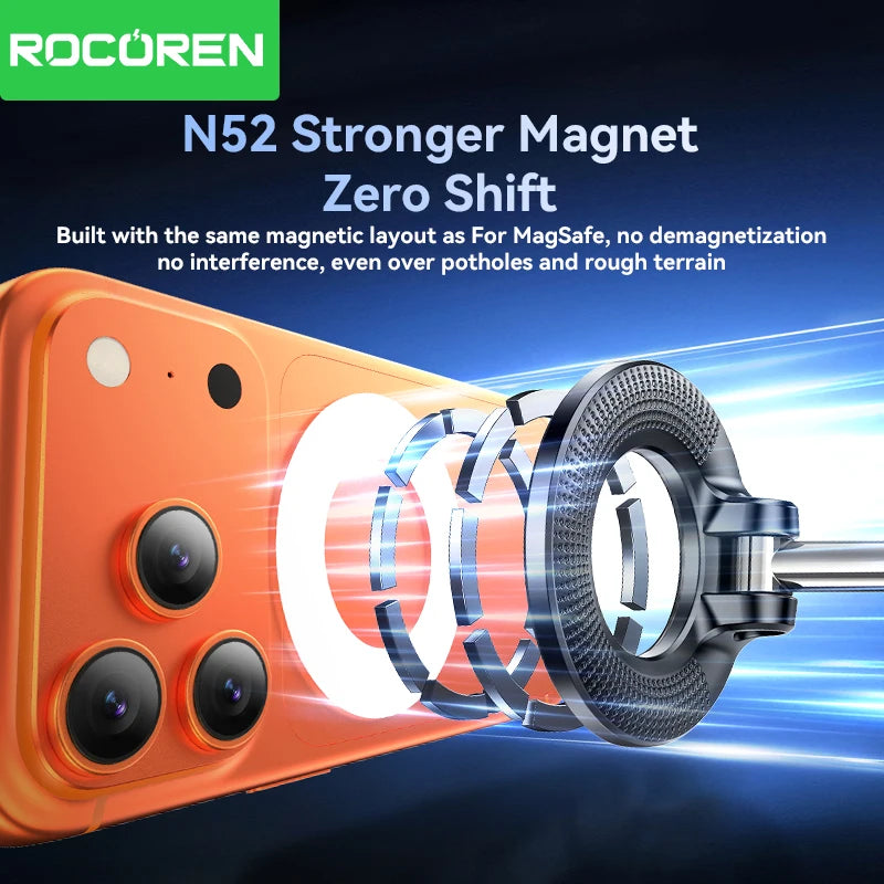 Rocoren Magnetic Phone Holder Vacuum Suction Cup Car Phone Holder Stand 360° Rotation Мagnet Holder Car Accessories Support Stan