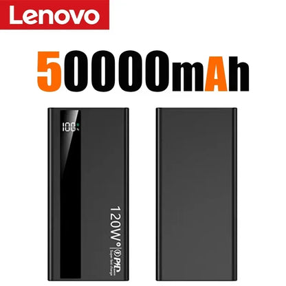 Lenovo 500000mAh 120W Portable Power Bank Large Capacity Super Fast Charge External Battery For Xiaomi Iphone 2026New