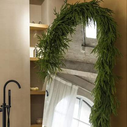 9 FT Norfolk Pine Garland Real Touch Garland for Holiday Mantle Fireplace Table Home Decorations