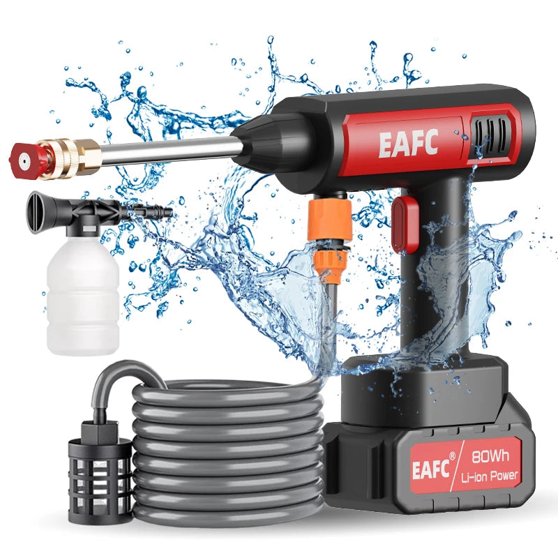 Electric High Pressure Washer 21V 60bar Cordless Portable Car Wash Spray Water Gun Outdoor Cleaner Machine Car Washing Tool