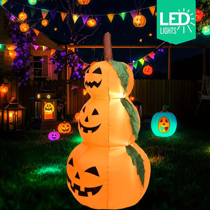 3.9FT Light Up Halloween Inflatable Pumpkins – Stacked Jack O Lantern LED Blow Up Yard Decoration for Outdoor Porch & Lawn