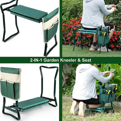 Folding Garden Kneeler & Seat with Tool Pouch