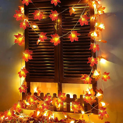 LED Maple Leaf Garland String Lights
