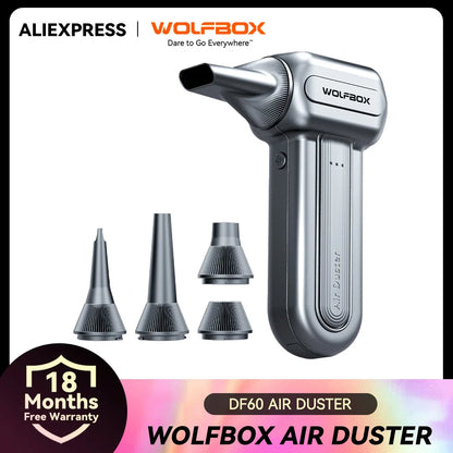 WOLFBOX DF60 Powerful Fan Duster Wireless Air Blower Air Duster 110000RPM 3-Speed Adjustable Portable Fan for Car/Home/Outdoor