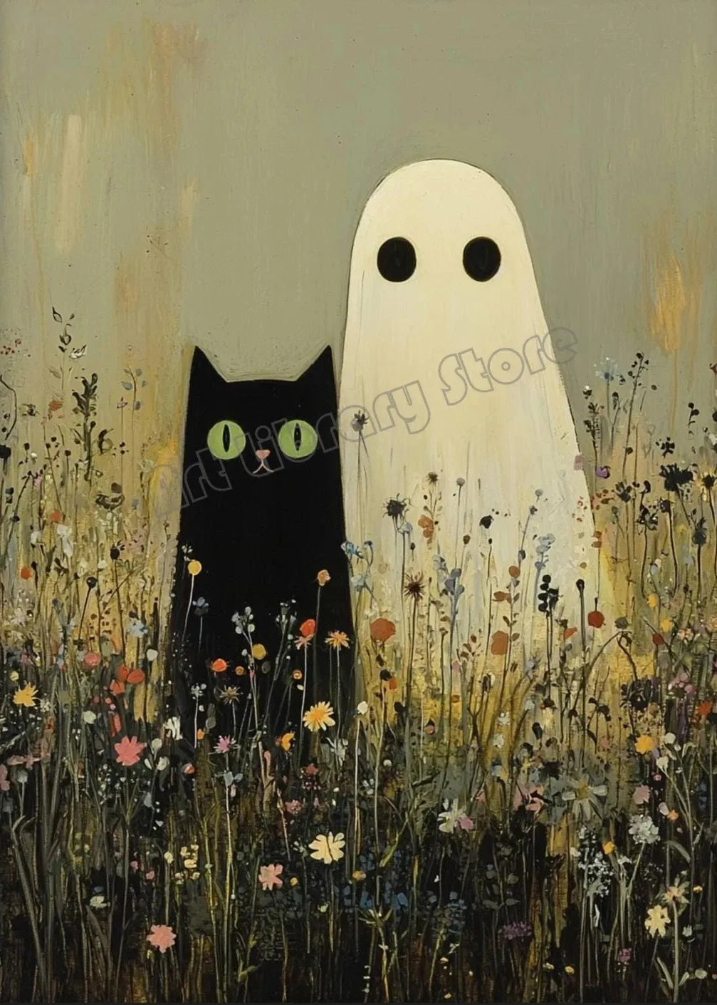 Spooky Nights™ DIY Halloween Diamond Painting Kit – Ghost & Black Cat Collection
