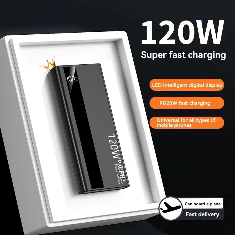 Lenovo 500000mAh 120W Portable Power Bank Large Capacity Super Fast Charge External Battery For Xiaomi Iphone 2026New
