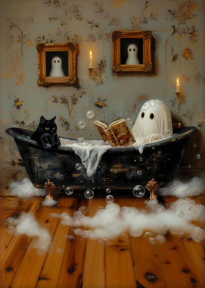 Spooky Nights™ DIY Halloween Diamond Painting Kit – Ghost & Black Cat Collection