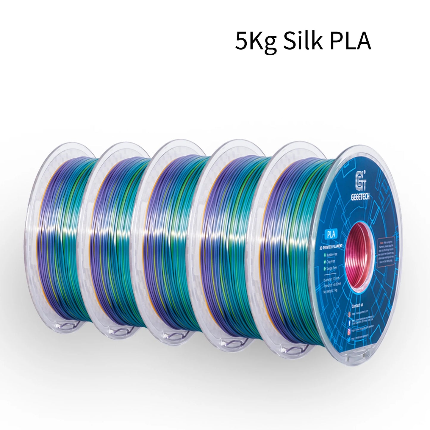 GEEETECH 5Kg 3D SILK PLA Filament 1.75mm SILK PLA Filament Smooth Silky Shiny Surface 3D Filament Fit For FDM Printers