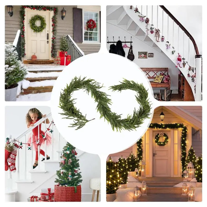 9 FT Norfolk Pine Garland Real Touch Garland for Holiday Mantle Fireplace Table Home Decorations