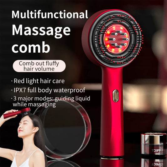 foreverlily Electric Scalp Massager Comb | Red Light, Vibration & Hair Oil/Serum Applicator – Rechargeable