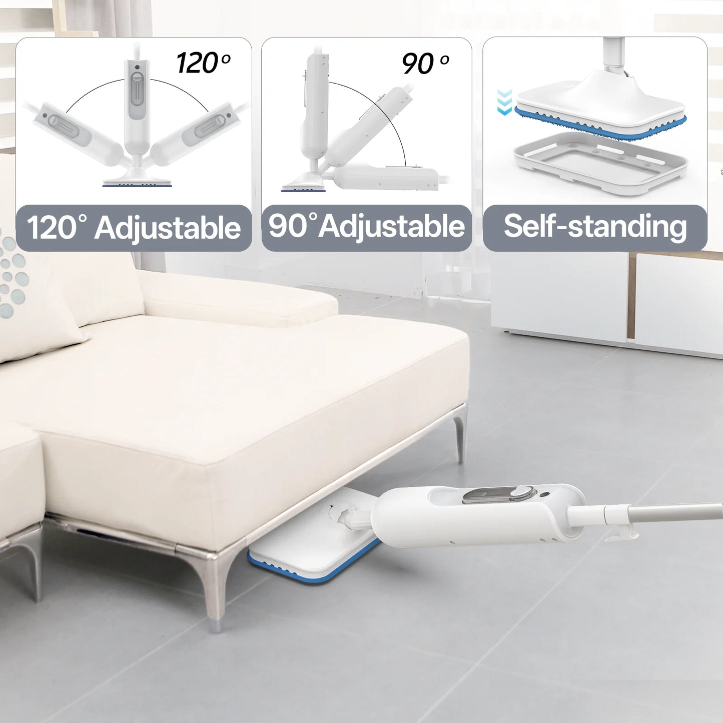 INSE Powerful Steam Mop High Temperature 6 in 1 Scrubbing Steam Cleaner Detachable Floor Steam Mop for Hard Floor Carpet Kitchen